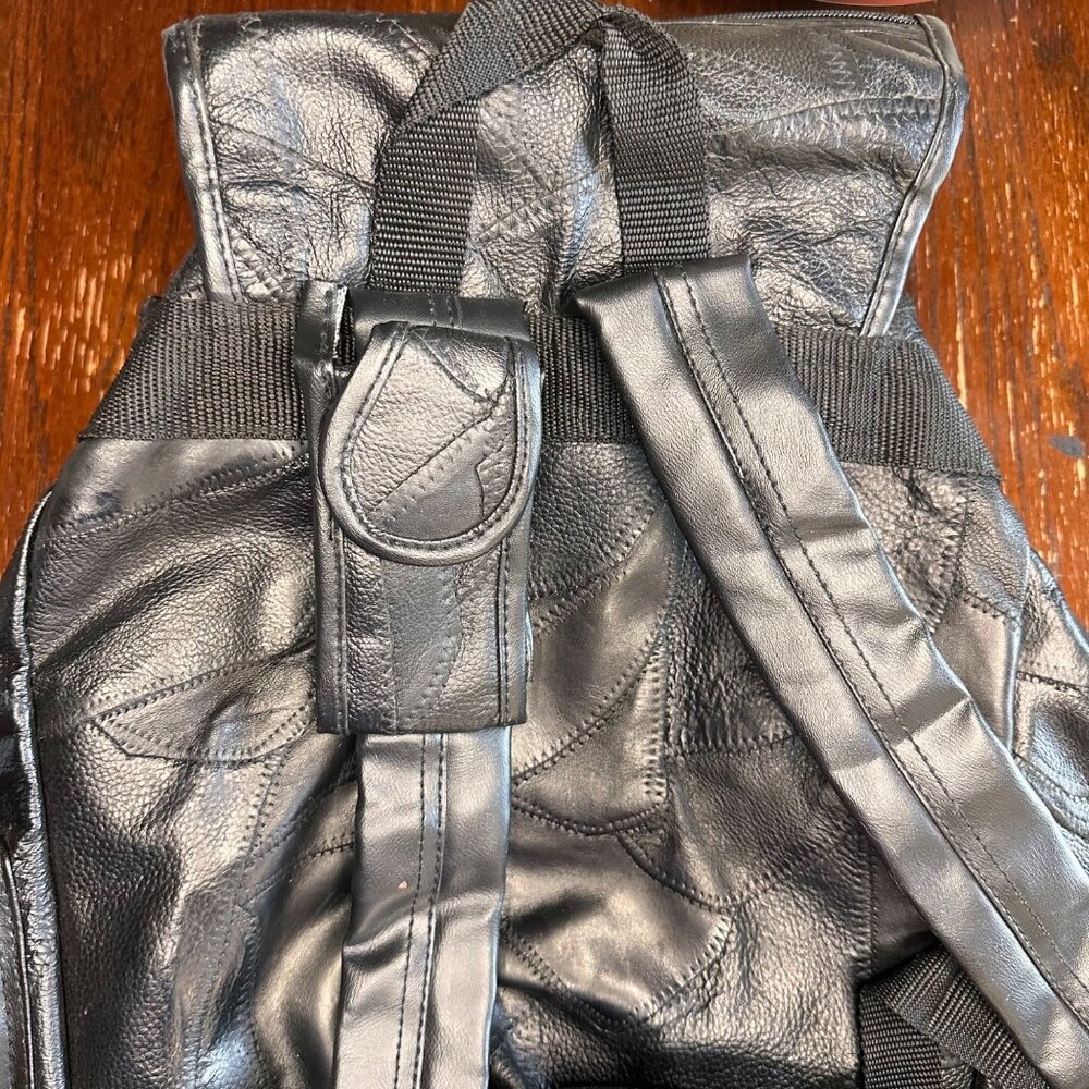 Vintage Patched Leather Multi Pocket Backpack - Picture 8 of 15